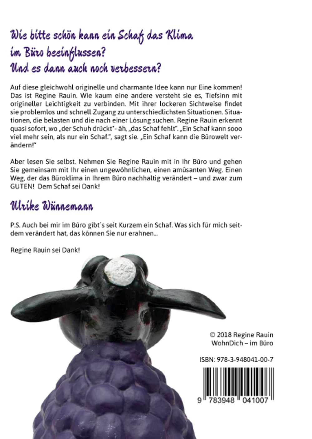 Buch Cover Rückseite "Wie wär's mal mit nem Schaf?" Kurzbeschreibung Inhalt