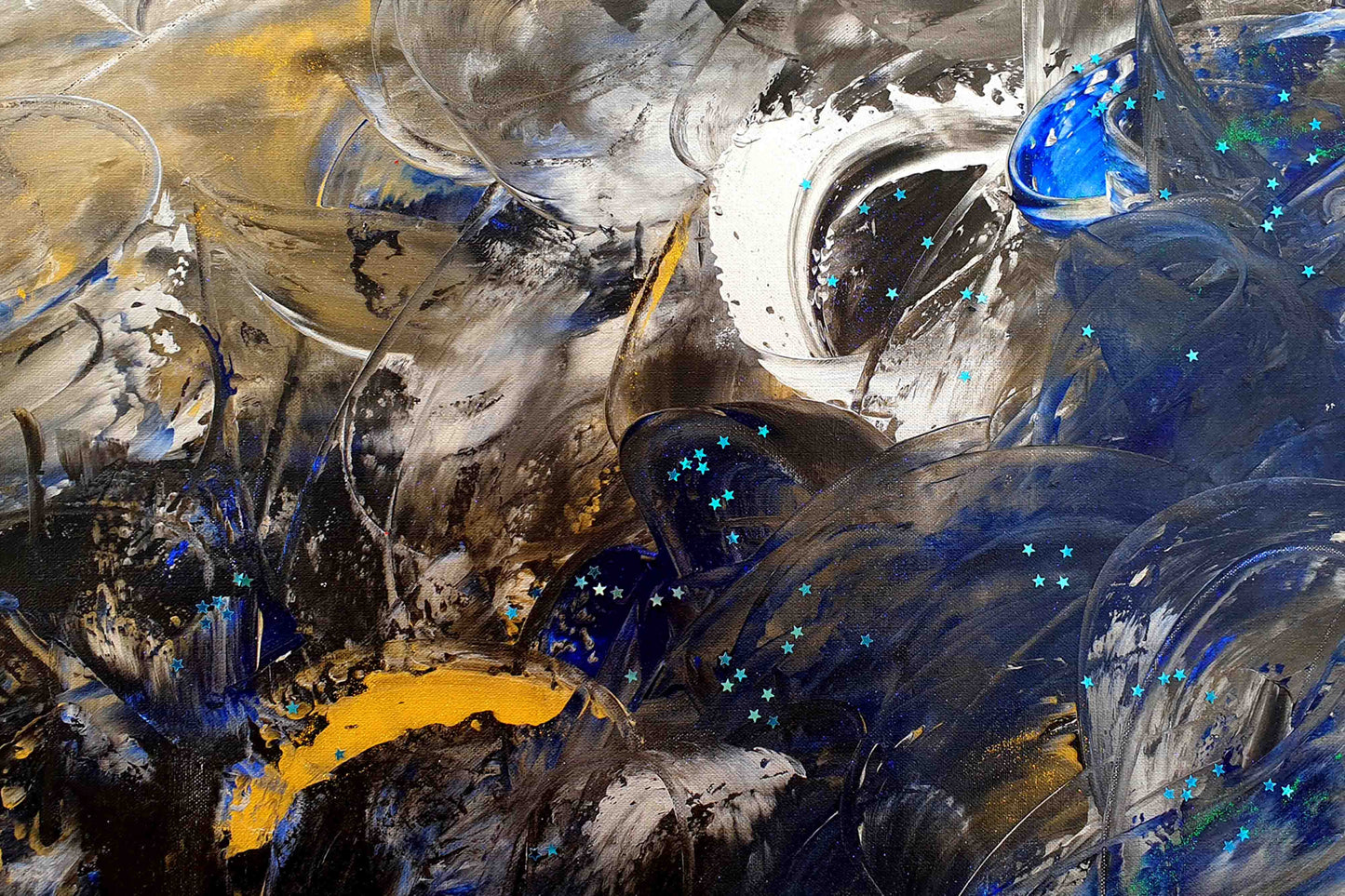 Motiv Kuscheldecke FEEL, Größe: 150 x 100 cm, Kobalt-Blau, Schwarz, Weiß, Silber, Gold
