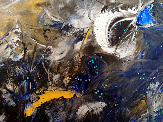 Motiv Kuscheldecke FEEL, Größe: 200 x 150 cm, Kobalt-Blau, Schwarz, Weiß, Silber, Gold