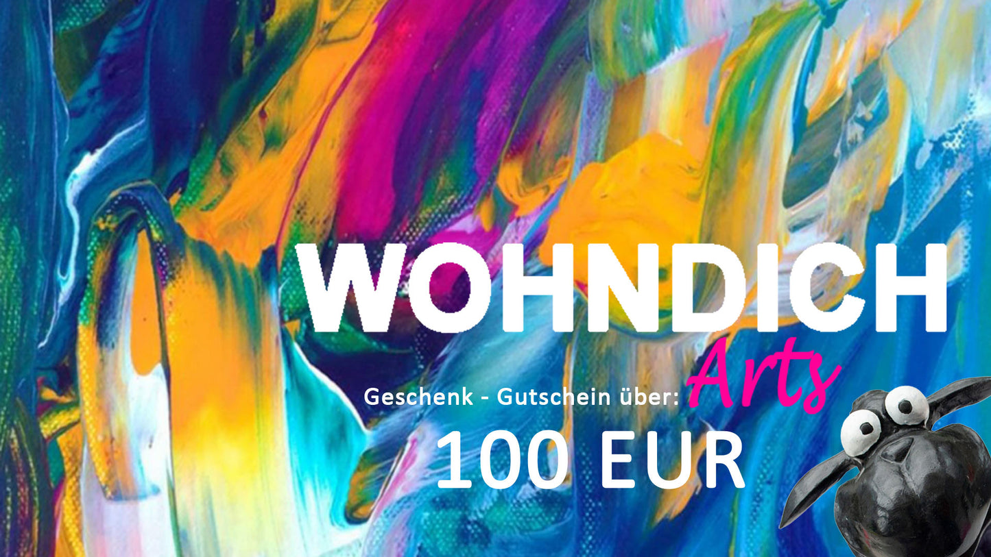 Geschenkgutschein 100 EUR, WohnDich Arts . Schwarzes Schaf, abstrakte Kunst