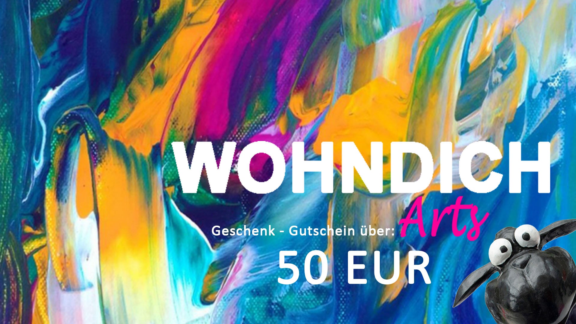 Geschenkgutschein 50 EUR, WohnDich Arts . Schwarzes Schaf, abstrakte Kunst