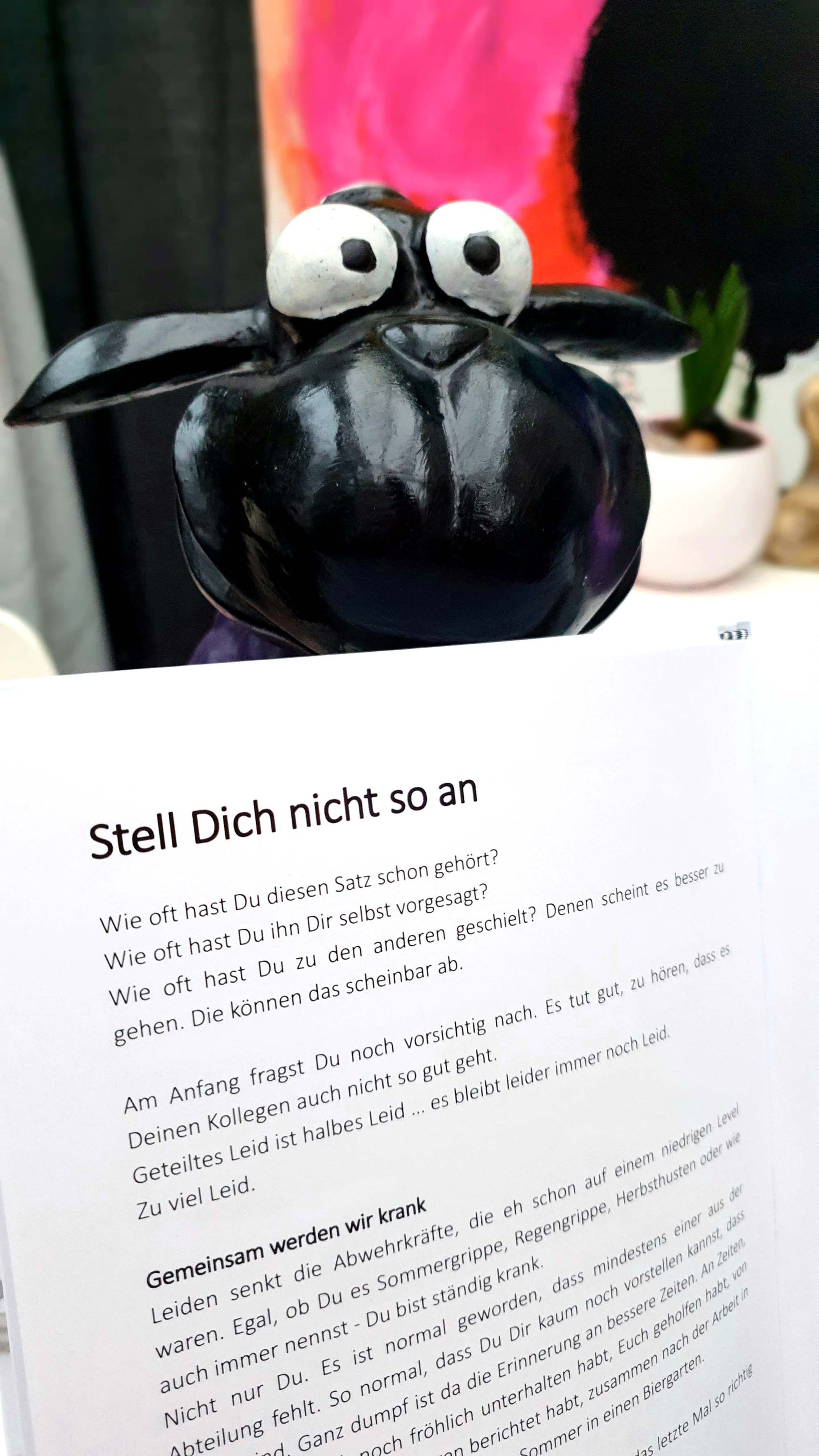 Schwarzes Schaf Auszug aus dem Buch "Wie wär's mal mit nem Schaf?" Überschrift: Stell Dich nicht so an